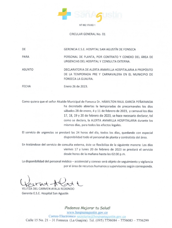 Declaratoria de alerta amarilla